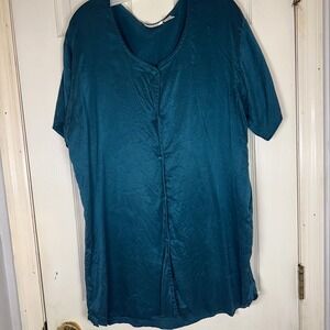 Vintage Victorias Secret gold label Silk Sleep Shirt Button‎ Down Short Sleeve L